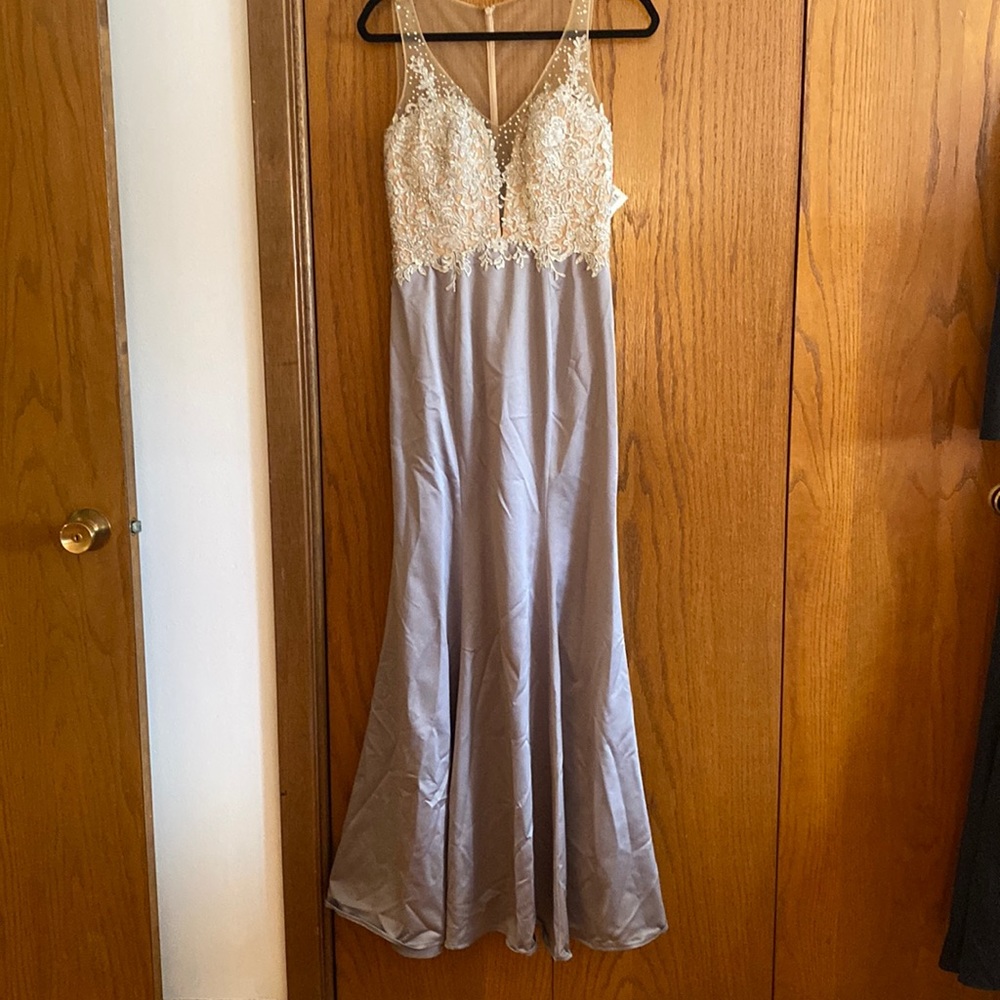 Silver and mesh sheer top gown / never worn